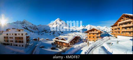 Kühtai Skigebiet Winter Panorama Stockfoto