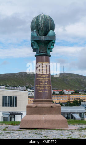 Die nördlichste Station der Struve Geodetic Arc, Hammerfest, Norwegen Stockfoto