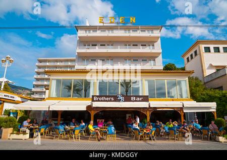 Hotel Restaurant Eden, Carrer de la Marina, seaside Street, Port de Soller, Mallorca, Balearen, Spanien Stockfoto