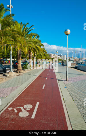 Radfahren Lane, Paseo Maritimo, Passeig Maritim, Avinguda de Gabriel Roca, Palma, Mallorca, Balearen, Spanien Stockfoto