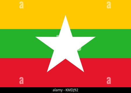 Nationalflagge von Myanmar. Vector Illustration, Vorlage Stock Vektor