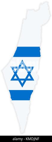 Die detaillierte Karte des Israel mit National Flagge Stock Vektor