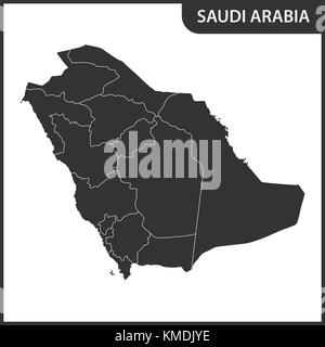 Die detaillierte Karte des Saudi-arabien mit Regionen Stock Vektor