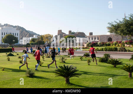 Palast des Sultans Qaboos, alte Muscat, Maskat, Oman. Stockfoto