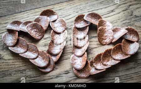 Zwei süße Herz aus Schokolade-chips Stockfoto