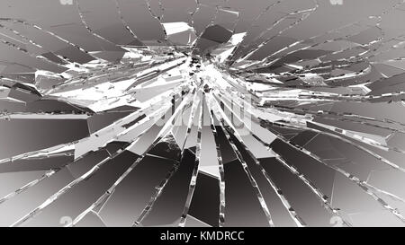 Bruchstücke aus zersplittertem oder zertrümmertem Glas. 3D-Rendering 3D-Abbildung Stockfoto
