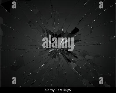 Bruchstücke aus zersplittertem oder zertrümmertem Glas. 3D-Rendering 3D-Abbildung Stockfoto
