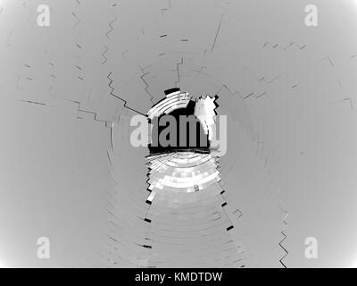 Kubische Teile der grauen Shattered Glas isoliert auf Schwarz Stockfoto