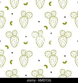 Cactus simple green line style Vektor Muster. Stock Vektor