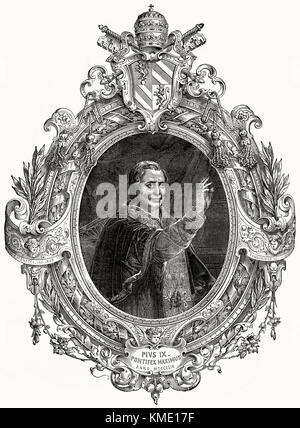 Papst Pius IX., 13. Mai 1792 - 7. Februar 1878, regierte als Papst vom 16. Juni 1846 bis zu seinem Tod Stockfoto