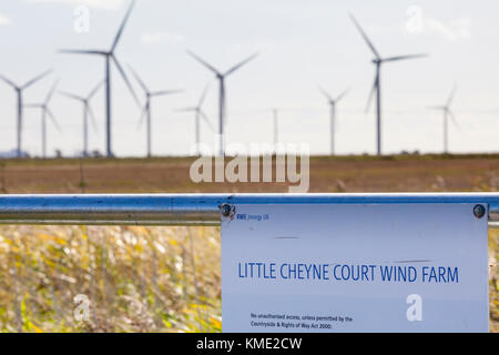 Die Little Cheyne Court Windpark Onshore-, windfarm. Romney Marsh, Kent Stockfoto