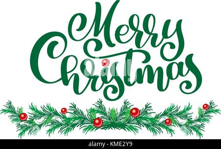 Texte frohe Weihnachten handgeschriebene Kalligraphie Schrift. handgefertigte Vector Illustration. Spaß Pinsel Tinte Typografie für Foto Overlays, t-shirt Drucken, Flyer, Plakat design Stock Vektor