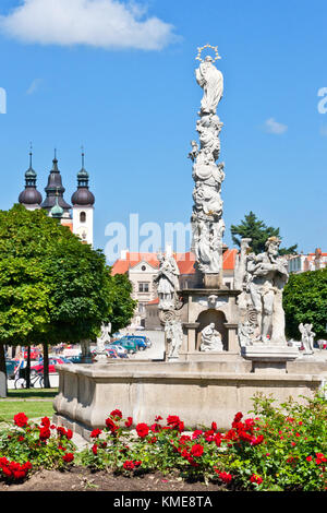 Mariánský Sloup, Telč (UNESCO), Kraj Vysočina, Ceska Republika/Mariensäule, Telc (UNESCO), Vysocina, Tschechische Republik, Europa Stockfoto
