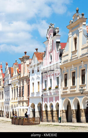 Náměstí Zachariáše z Hradce, Telč (UNESCO), Kraj Vysočina, Ceska Republika/Zacharias von Hradec Square, Telc (UNESCO), Vysocina, Tschechische Repub Stockfoto