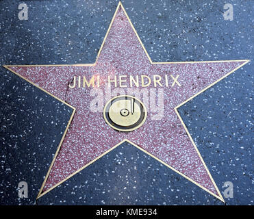 Usa, Hollywood - 23. August 2013: Jimi Hendrix Star auf der Straße Stockfoto