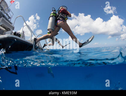 Taucher geben Sie Wasser tun riesigen Fortschritt. Stockfoto