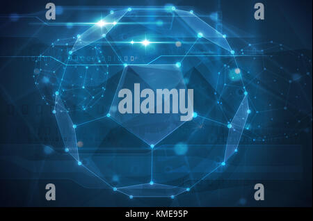 Abstrakt Blau futuristischem Hintergrund mit 3d-Kugel Stockfoto