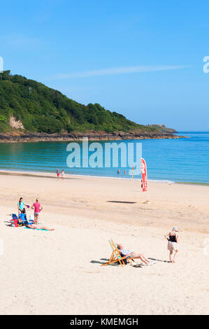 Carbis Bay in der Nähe von St Ives in Cornwall, England, Großbritannien, Großbritannien. Stockfoto