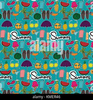 Hand gezeichnet Sommer Muster. Stock Vektor
