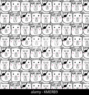 Hand gezeichnet cute bear Vektor Muster. Stock Vektor
