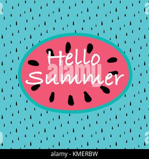 Hallo Sommer mit abstrakten Wassermelone Muster Hintergrund. Stock Vektor