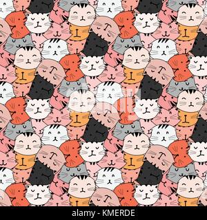 Hand Katzen vektor Muster gezeichnet. doodle Art. Stock Vektor
