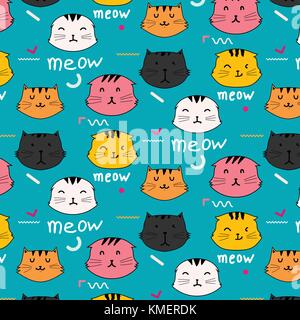 Hand Katzen vektor Muster gezeichnet. doodle Art. Stock Vektor