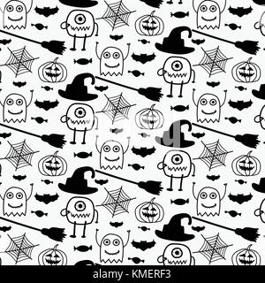 Hand gezeichneten Muster mit Monster Halloween. Stock Vektor