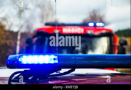 Lichter der Löschfahrzeuge Eigenschaft zu speichern und Leben Stockfoto