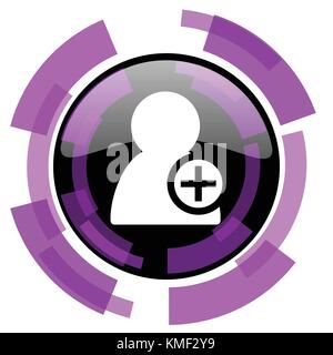 Kontakt rosa violett modern Design vector Web und Smartphone Symbol hinzufügen. Runde Schaltfläche in der Eps 10 auf weißem Hintergrund. Stock Vektor