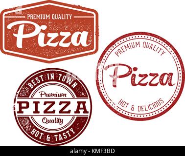 Premium pizza vintage Vektor Briefmarken Sammlung Stock Vektor
