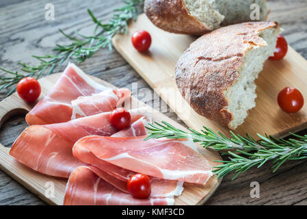 Scheiben von jamon o Stockfoto