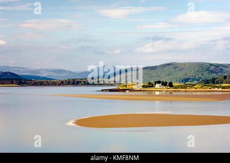 Westen über Gezeiten-Mündung des Dornoch Firth in Easter Ross von der A9 Straßenbrücke zwischen Tain und Dornoch, Highland, Schottland Stockfoto