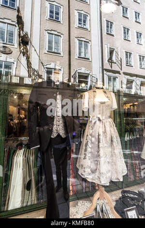 Österreich, Salzburger Land, Salzburg, Getreidegasse, Straßenschilder Stockfoto