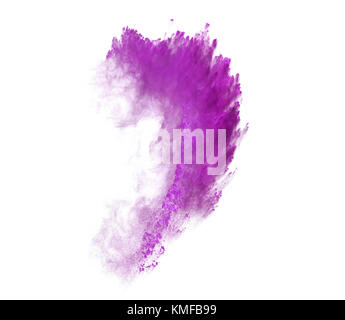 Explosion von Pulver auf schwarzem Hintergrund Stockfoto