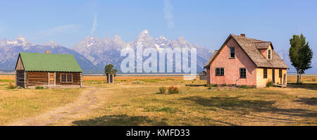 Mormon Zeile Kabinen im Grand Teton National Park, WY, USA Stockfoto