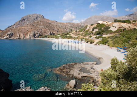 Strand in Plakias souda Dorf, Insel Kreta, Griechenland, Europa Stockfoto