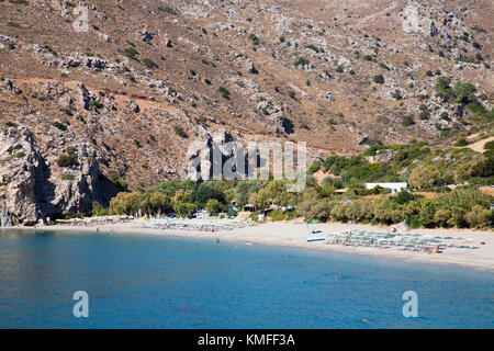 Strand in Plakias souda Dorf, Insel Kreta, Griechenland, Europa Stockfoto