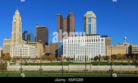 Die Columbus, Ohio Skyline auf einer klaren Fall morgen Stockfoto