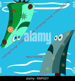 Frohe Weihnachten Tannen Stock Vektor