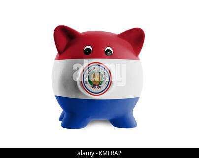 Keramik Sparschwein mit der Malerei der nationalen Flagge, Paraguay Stockfoto