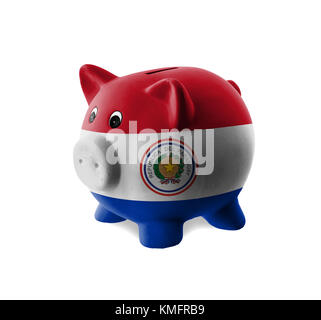 Keramik Sparschwein mit der Malerei der nationalen Flagge, Paraguay Stockfoto