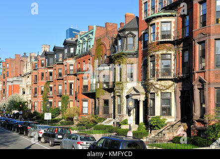 Back Bay Apartment Gebäuden. Boston denkmalgeschützte Nachbarschaft Stockfoto