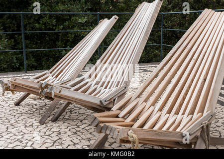 Designer Holz- Sitze / Liegestühle/Garten sitze. Stockfoto