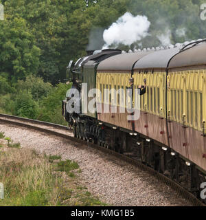 60103 Pacific Klasse Flying Scotsman Dampf Zug nähert sich Blue Anchor in Somerset auf der West Somerset Railway (WSR) bei ihrem Besuch im September 2017 Stockfoto