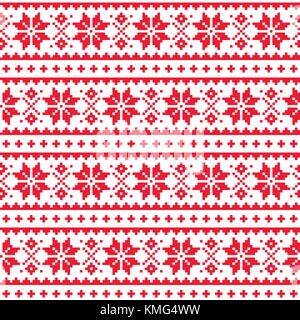 Weihnachten, Winter nahtlose Vektor Muster, scandianvian Lappland Volkskunst Design, kreuzstich Hintergrund Stock Vektor