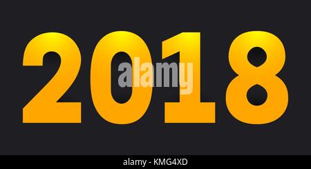 2018 Frohes neues Jahr. gelben Zahlen auf schwarzem Hintergrund. Stock Vektor