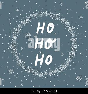 Weihnachten Grußkarte mit runden Rahmen aus Schneeflocken Stock Vektor