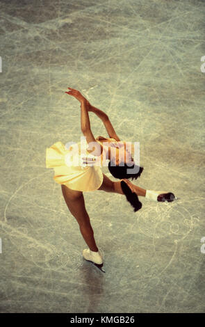 Kristi Yamaguchi (USA) beim 1989 United States Olympic Festival konkurrieren. Stockfoto