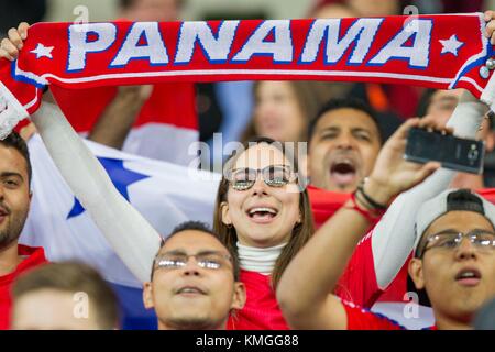 Cardiff, Wales, Großbritannien, 14. November 2017: Panama Fans während eines internationalen Freundschaftsspiel zwischen Wales und Panama in Cardiff City Stadium. Stockfoto